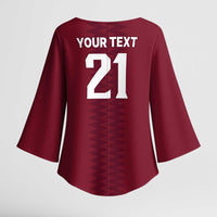 Qatar WC26 Custom Kimono Sleeve Blouse Maroon One Zigzag Pattern