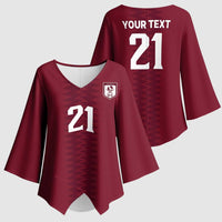 Qatar WC26 Custom Kimono Sleeve Blouse Maroon One Zigzag Pattern