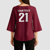 Qatar WC26 Custom Kimono Sleeve Blouse Maroon One Zigzag Pattern