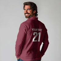 Qatar WC26 Custom Long Sleeve Polo Shirt Maroon One Zigzag Pattern