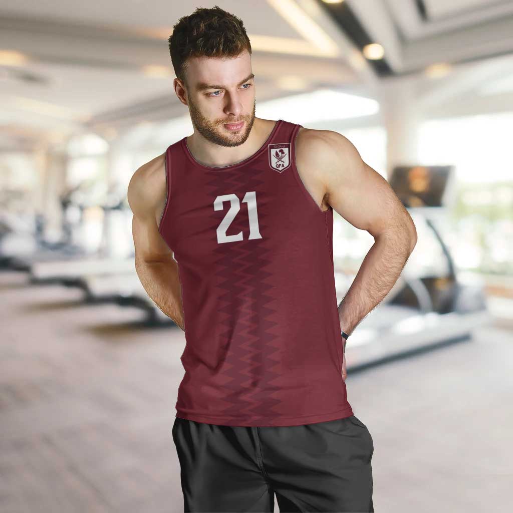 Qatar WC26 Custom Men Tank Top Maroon One Zigzag Pattern