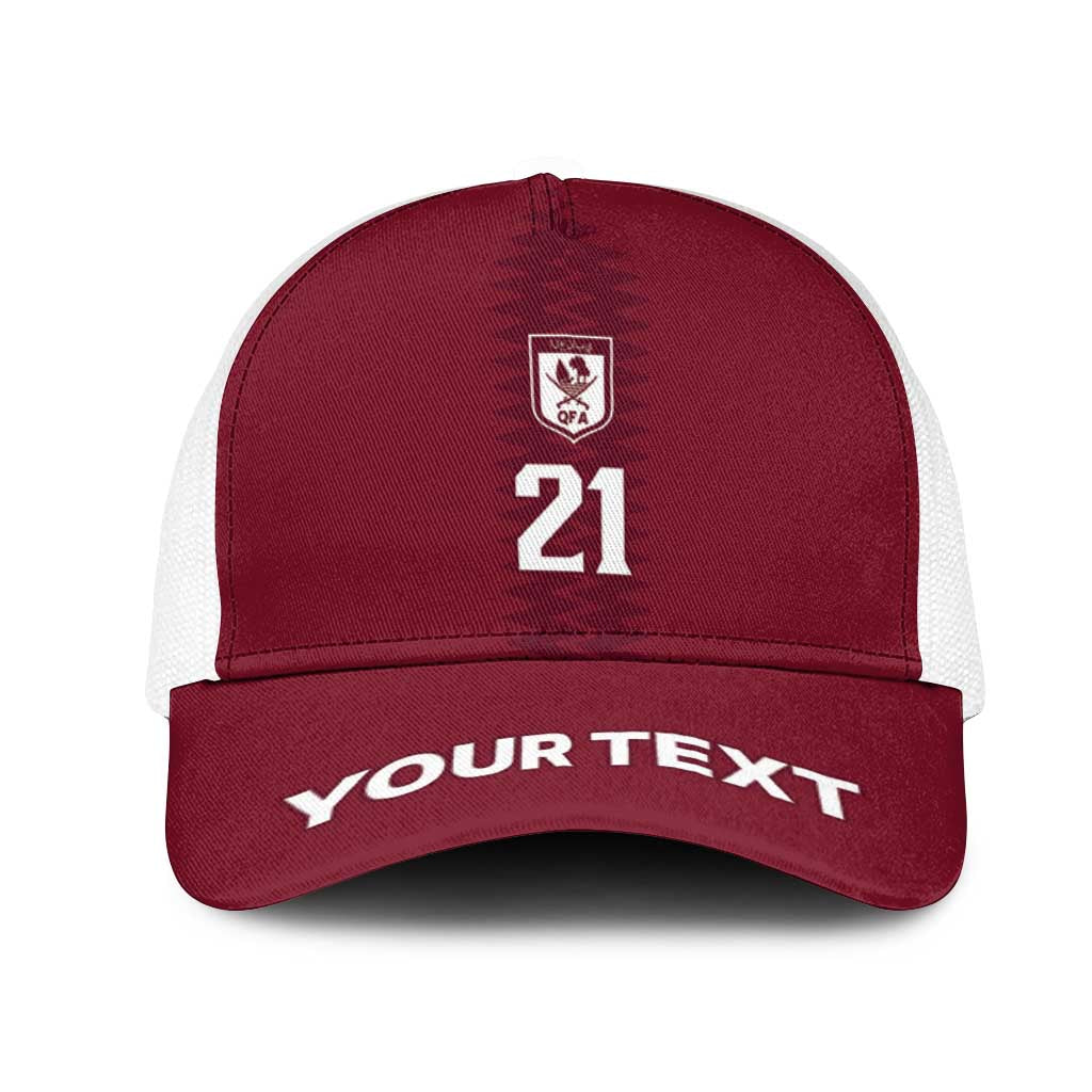 Qatar WC26 Custom Mesh Trucker Cap Maroon One Zigzag Pattern