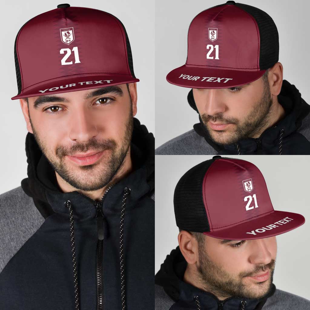 Qatar WC26 Custom Mesh Trucker Cap Maroon One Zigzag Pattern