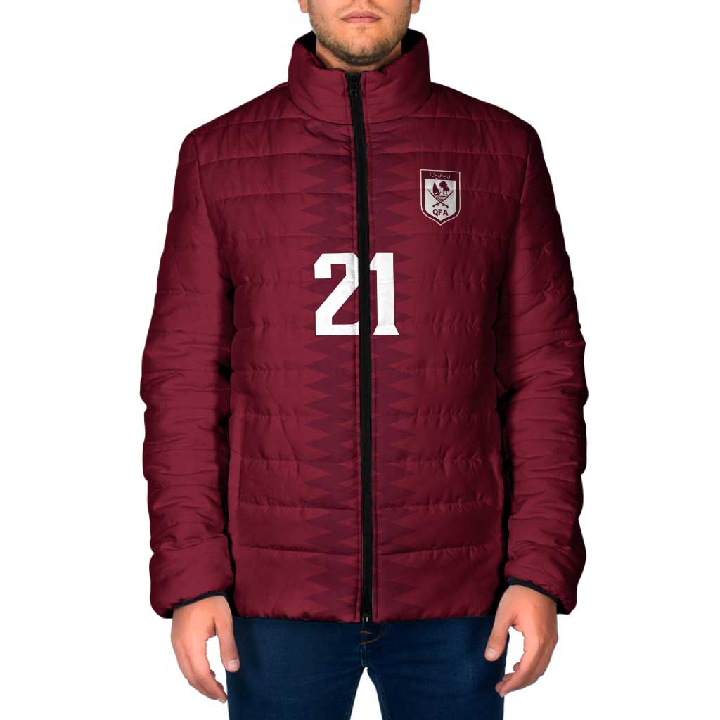 Qatar WC26 Custom Padded Jacket Maroon One Zigzag Pattern