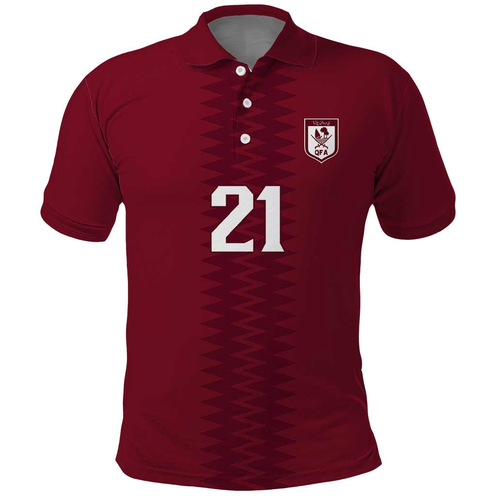 Qatar WC26 Custom Polo Shirt Maroon One Zigzag Pattern