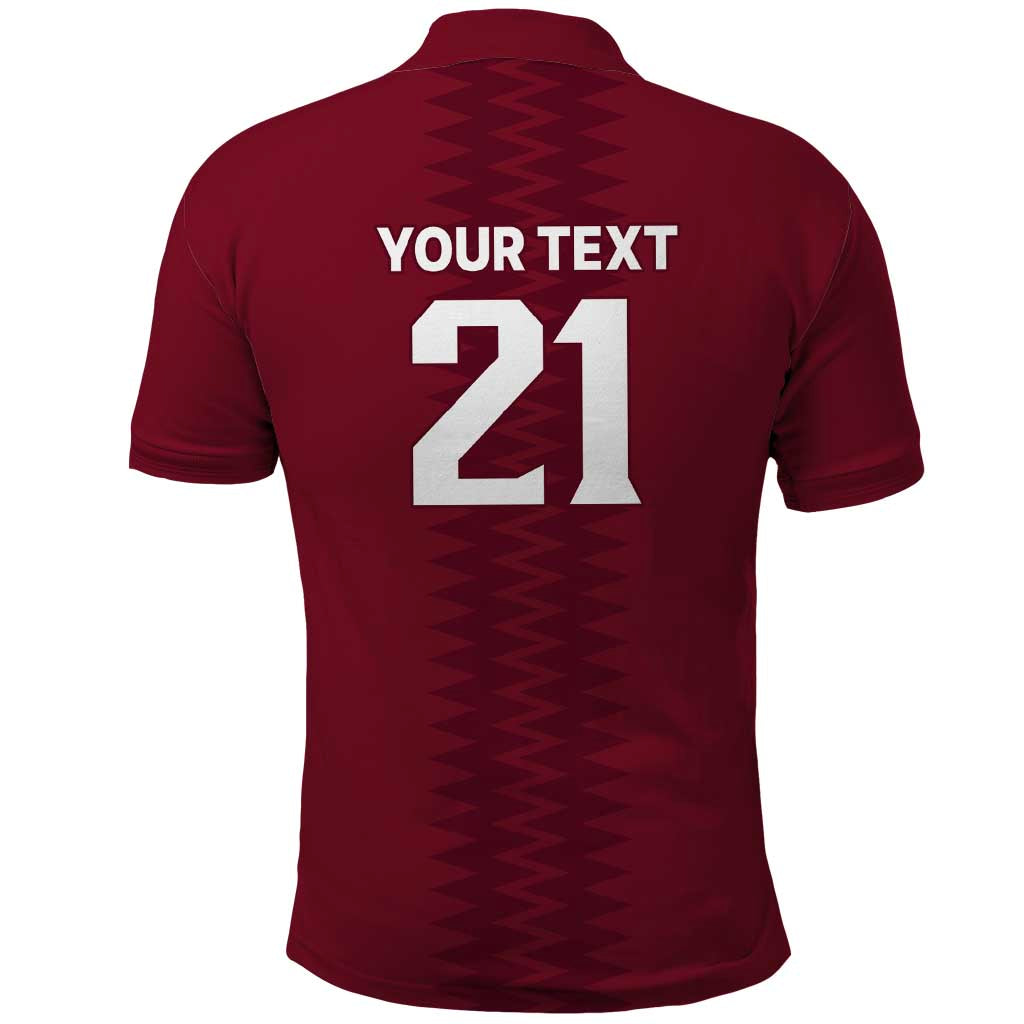 Qatar WC26 Custom Polo Shirt Maroon One Zigzag Pattern