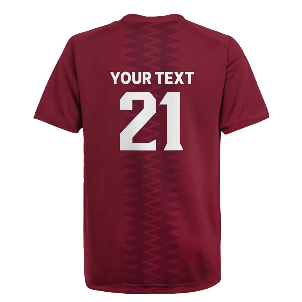 Qatar WC26 Custom Rugby Jersey Maroon One Zigzag Pattern