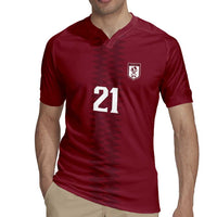 Qatar WC26 Custom Rugby Jersey Maroon One Zigzag Pattern