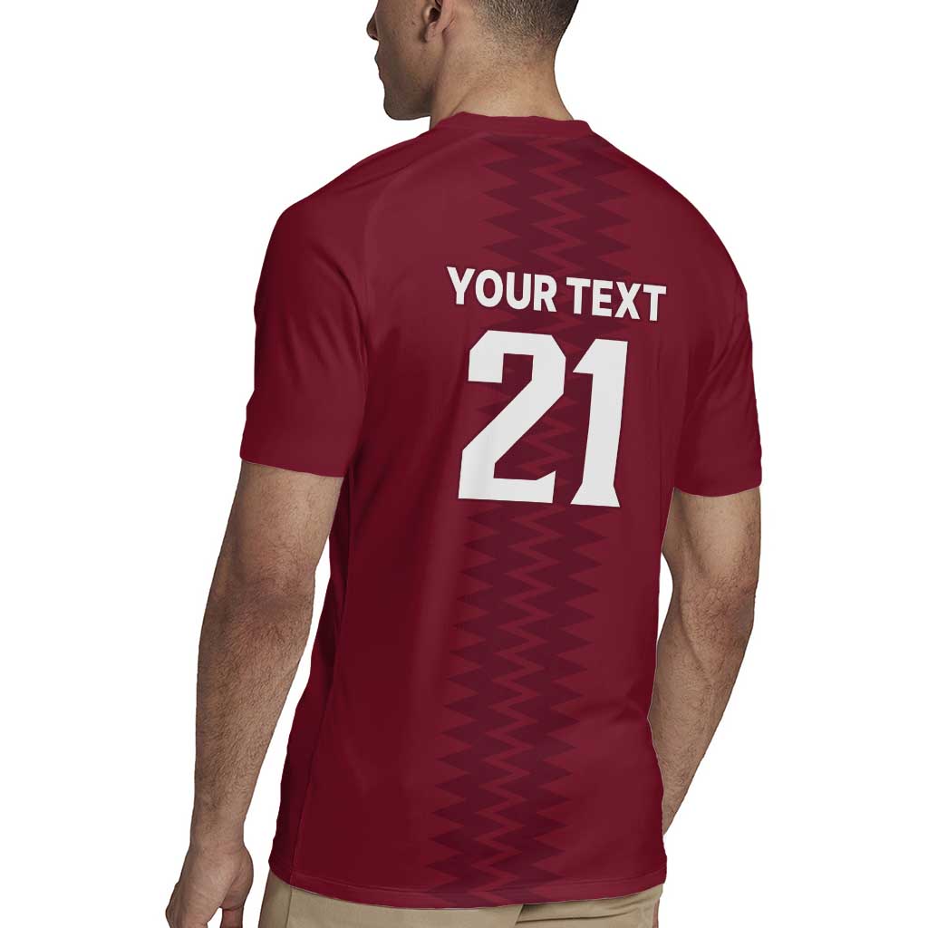 Qatar WC26 Custom Rugby Jersey Maroon One Zigzag Pattern