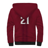 Qatar WC26 Custom Sherpa Hoodie Maroon One Zigzag Pattern