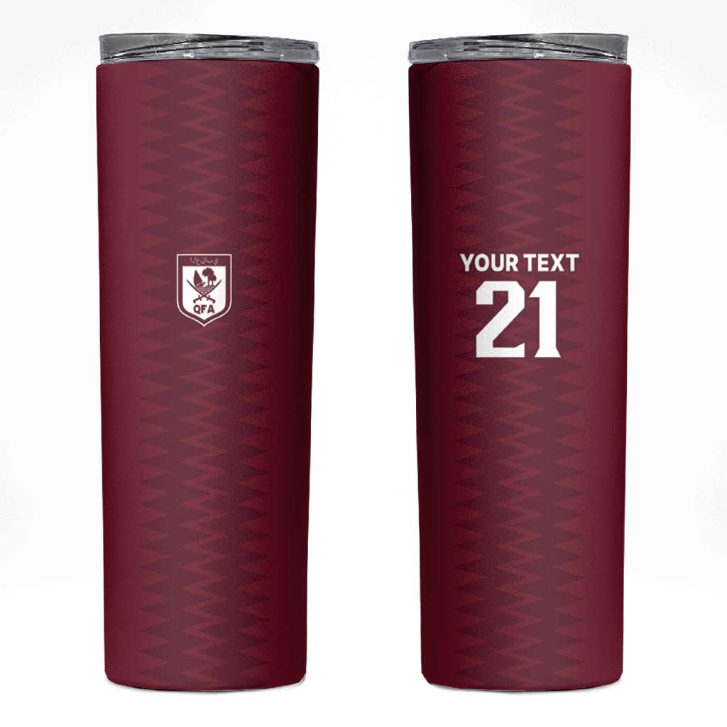 Qatar WC26 Custom Skinny Tumbler Maroon One Zigzag Pattern