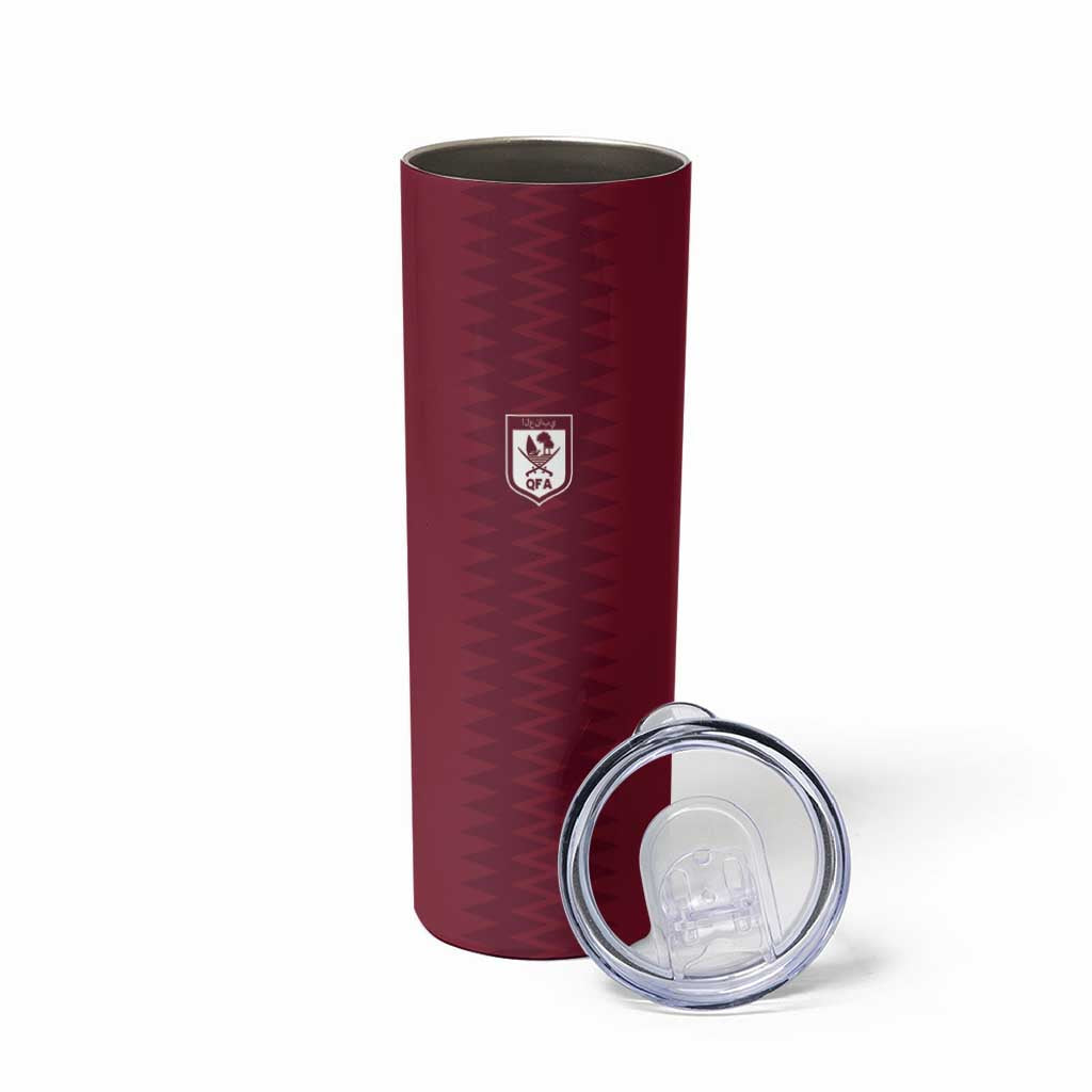 Qatar WC26 Custom Skinny Tumbler Maroon One Zigzag Pattern