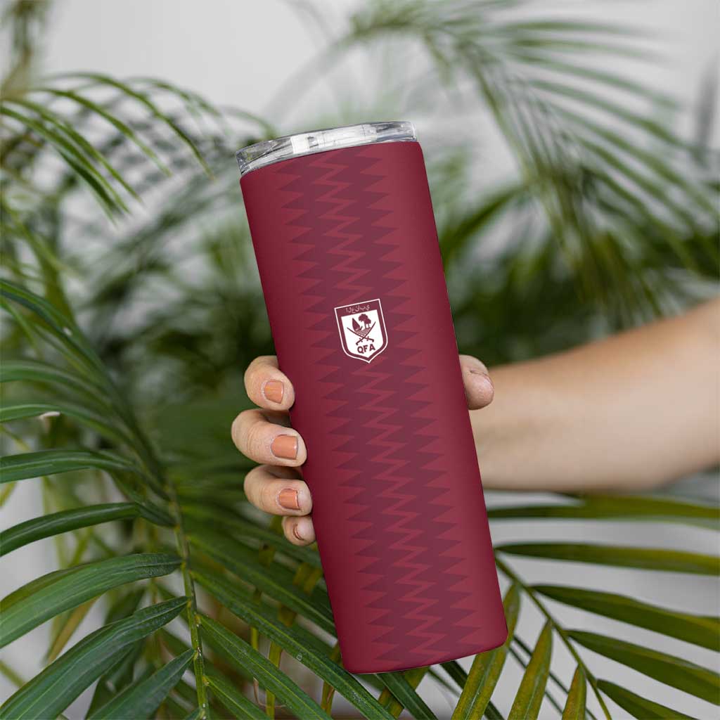 Qatar WC26 Custom Skinny Tumbler Maroon One Zigzag Pattern