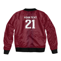 Qatar WC26 Custom Sleeve Zip Bomber Jacket Maroon One Zigzag Pattern