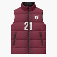 Qatar WC26 Custom Sleeveless Puffer Jacket Maroon One Zigzag Pattern