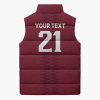 Qatar WC26 Custom Sleeveless Puffer Jacket Maroon One Zigzag Pattern