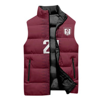 Qatar WC26 Custom Sleeveless Puffer Jacket Maroon One Zigzag Pattern
