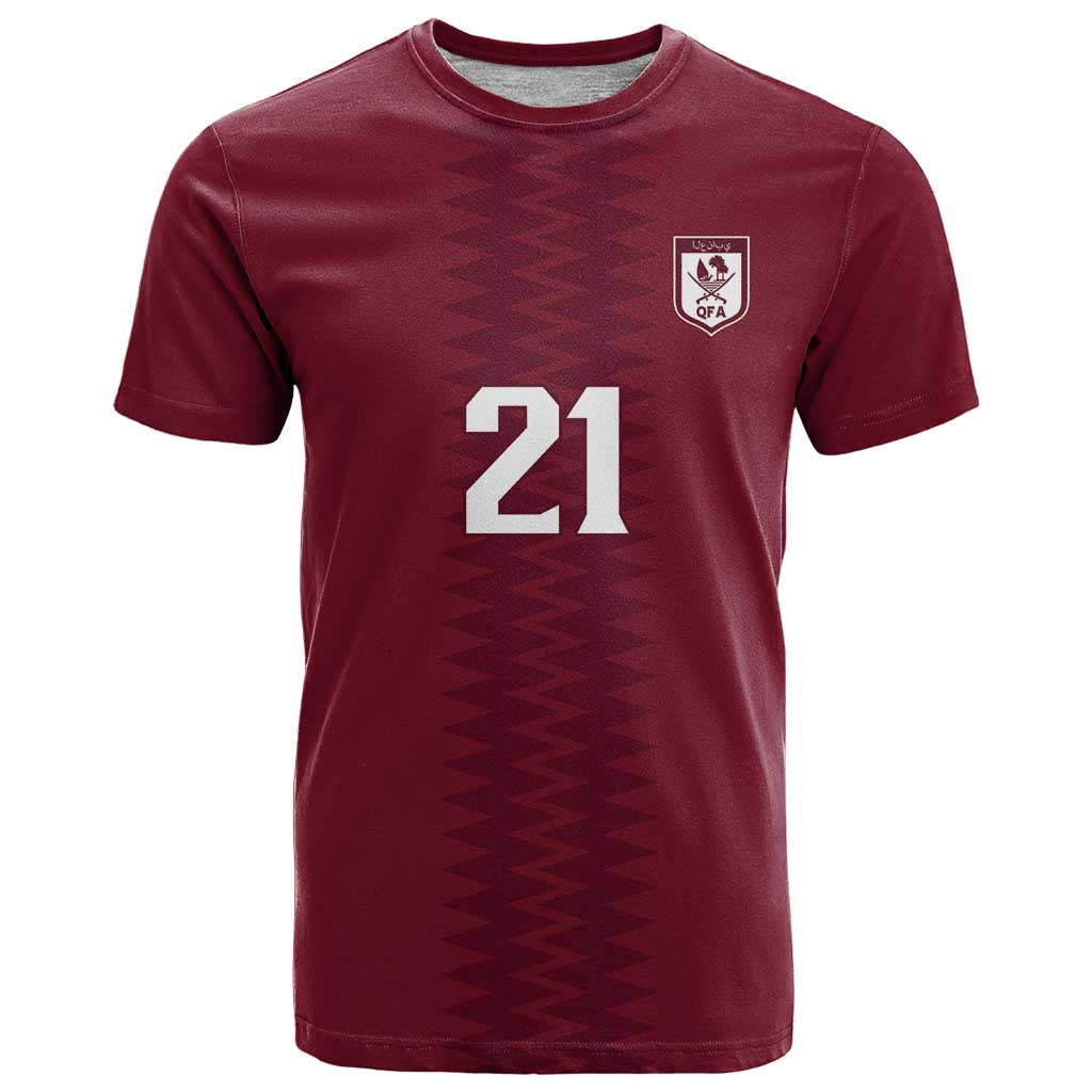 Qatar WC26 Custom T Shirt Maroon One Zigzag Pattern
