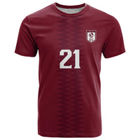 Qatar WC26 Custom T Shirt Maroon One Zigzag Pattern