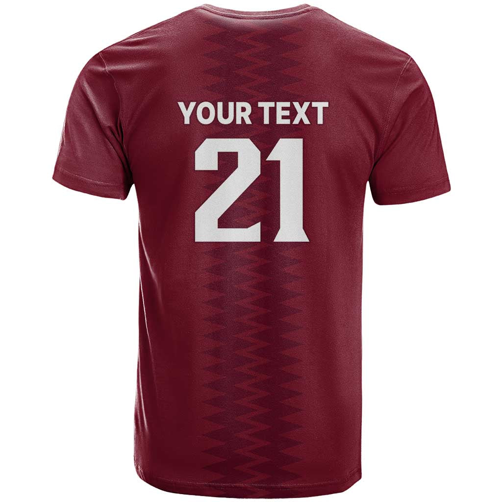 Qatar WC26 Custom T Shirt Maroon One Zigzag Pattern