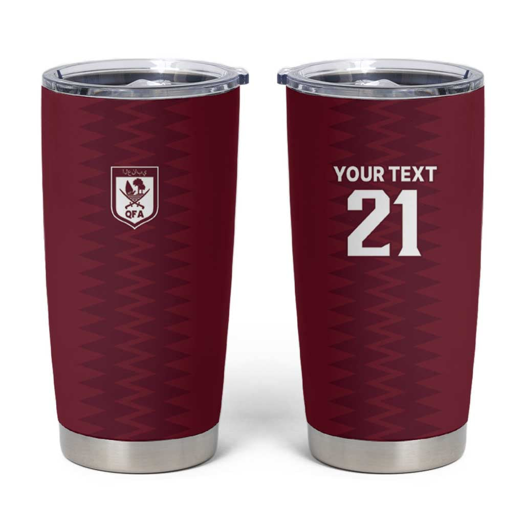 Qatar WC26 Custom Tumbler Cup Maroon One Zigzag Pattern