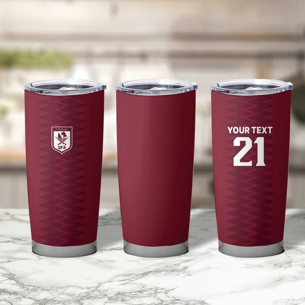 Qatar WC26 Custom Tumbler Cup Maroon One Zigzag Pattern