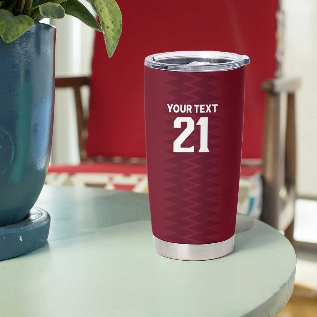 Qatar WC26 Custom Tumbler Cup Maroon One Zigzag Pattern