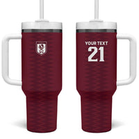 Qatar WC26 Custom Tumbler With Handle Maroon One Zigzag Pattern