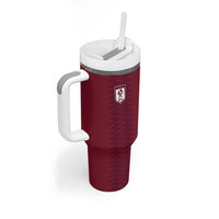 Qatar WC26 Custom Tumbler With Handle Maroon One Zigzag Pattern