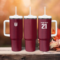 Qatar WC26 Custom Tumbler With Handle Maroon One Zigzag Pattern