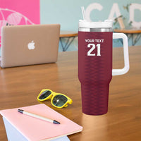 Qatar WC26 Custom Tumbler With Handle Maroon One Zigzag Pattern