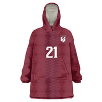 Qatar WC26 Custom Wearable Blanket Hoodie Maroon One Zigzag Pattern