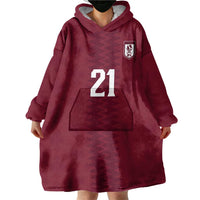 Qatar WC26 Custom Wearable Blanket Hoodie Maroon One Zigzag Pattern