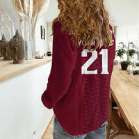 Qatar WC26 Custom Women Casual Shirt Maroon One Zigzag Pattern