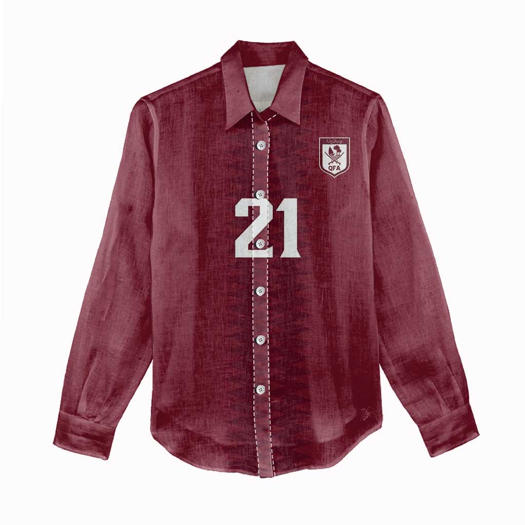Qatar WC26 Custom Women Casual Shirt Maroon One Zigzag Pattern