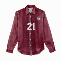 Qatar WC26 Custom Women Casual Shirt Maroon One Zigzag Pattern