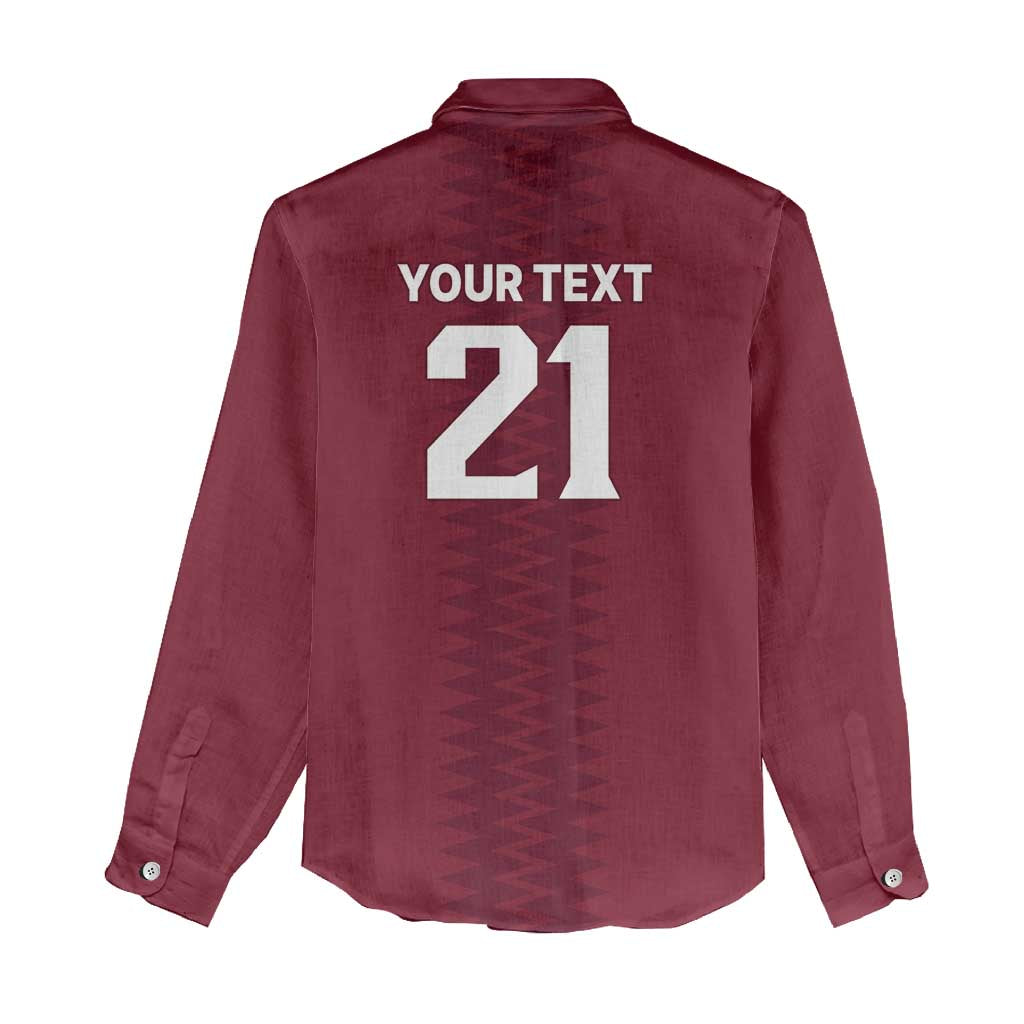 Qatar WC26 Custom Women Casual Shirt Maroon One Zigzag Pattern