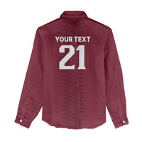 Qatar WC26 Custom Women Casual Shirt Maroon One Zigzag Pattern