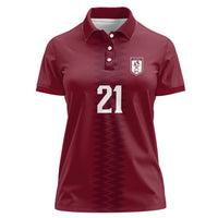 Qatar WC26 Custom Women Polo Shirt Maroon One Zigzag Pattern