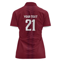 Qatar WC26 Custom Women Polo Shirt Maroon One Zigzag Pattern