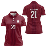 Qatar WC26 Custom Women Polo Shirt Maroon One Zigzag Pattern