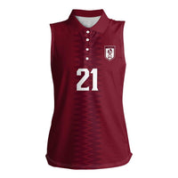 Qatar WC26 Custom Women Sleeveless Polo Shirt Maroon One Zigzag Pattern