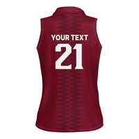 Qatar WC26 Custom Women Sleeveless Polo Shirt Maroon One Zigzag Pattern
