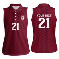 Qatar WC26 Custom Women Sleeveless Polo Shirt Maroon One Zigzag Pattern