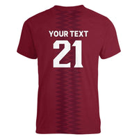 Qatar WC26 Custom Women V-Neck T-Shirt Maroon One Zigzag Pattern