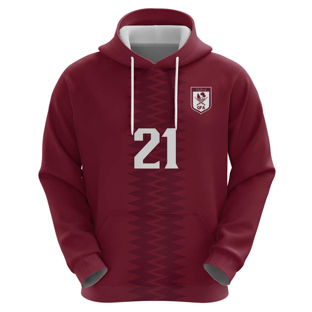 Qatar WC26 Custom Zip Hoodie Maroon One Zigzag Pattern