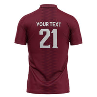 Qatar WC26 Custom Zipper Polo Shirt Maroon One Zigzag Pattern