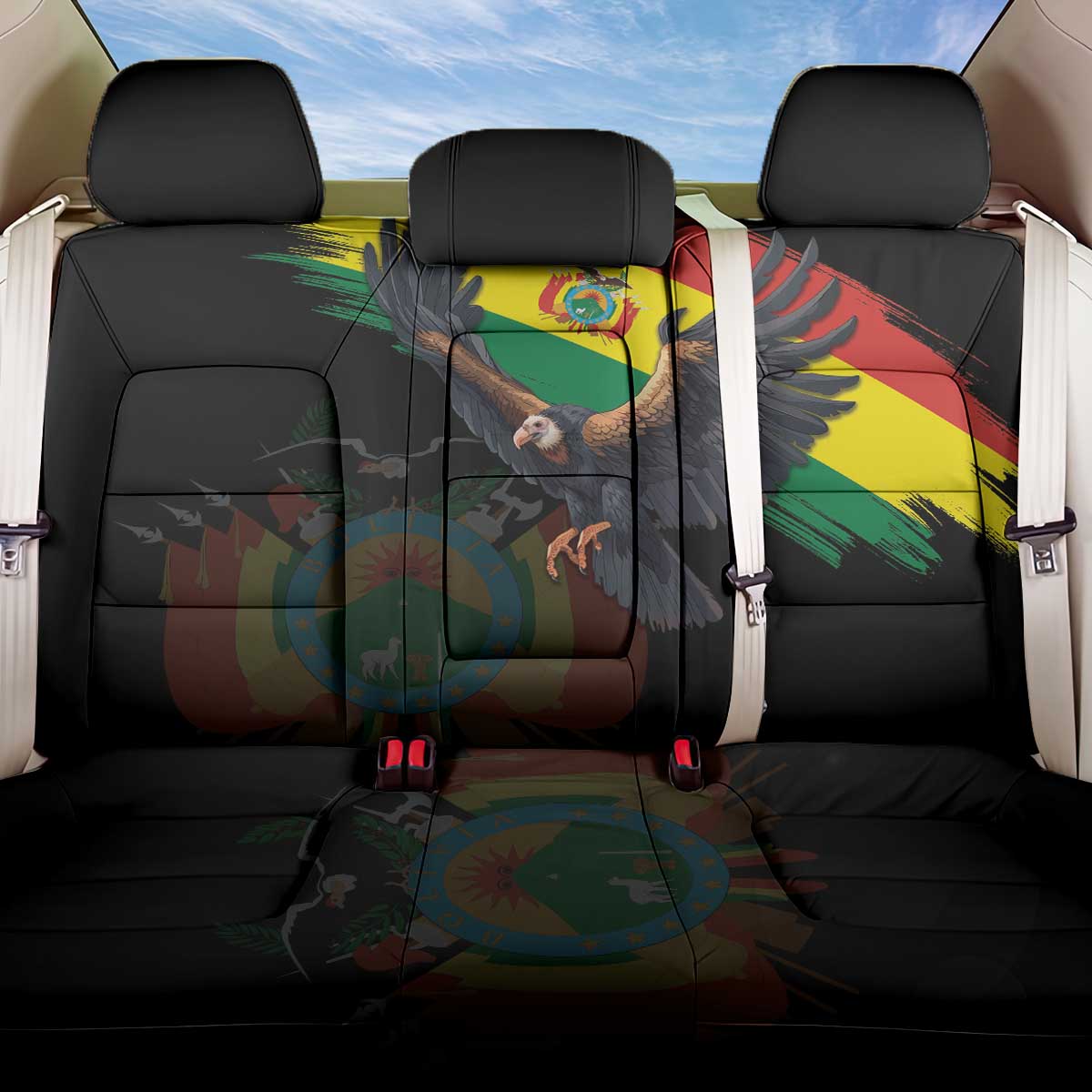 Bolivia Andean Condor Back Car Seat Cover Grunge Flag Motif