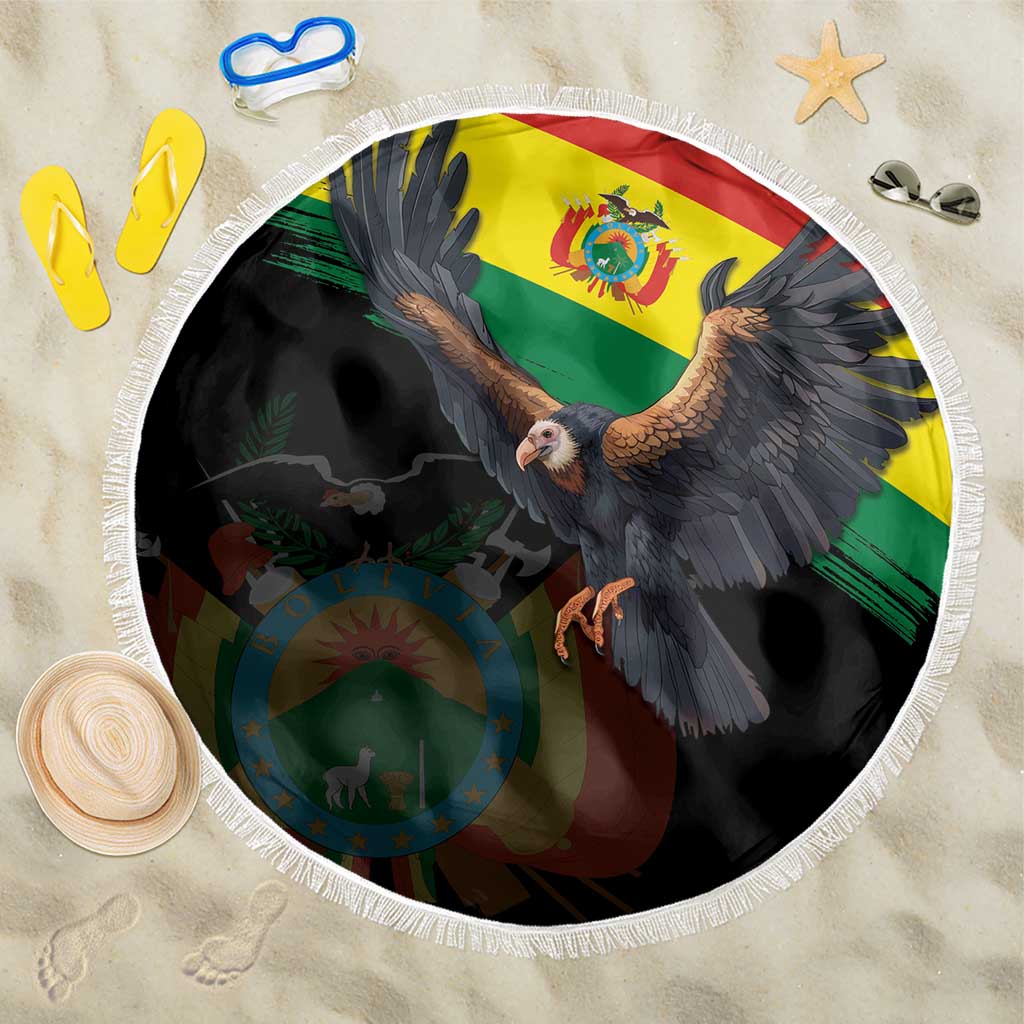 Bolivia Andean Condor Beach Blanket Grunge Flag Motif
