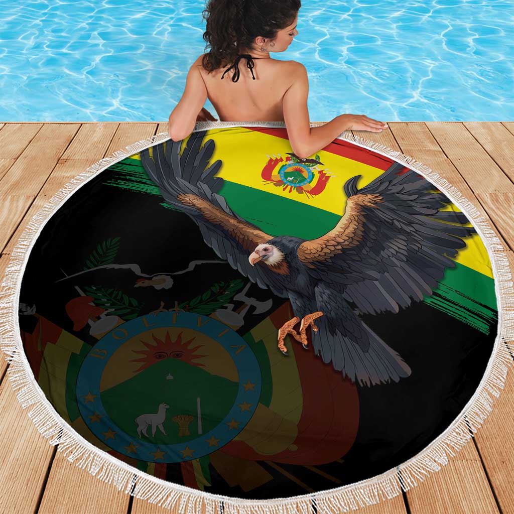 Bolivia Andean Condor Beach Blanket Grunge Flag Motif
